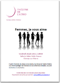 Affiche du spectacle "Femme, je vous aime" (28 juin 2013)